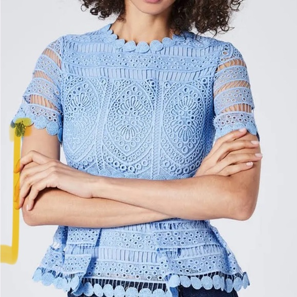 MAJE
Loseray Embroidered-lace Top In Blue Size 2 - Picture 7 of 16